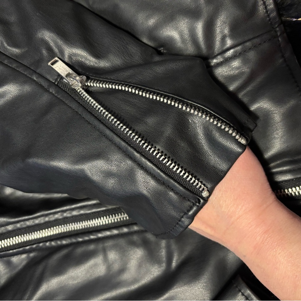 Black Leather Nine West Jacket - Picture 8 of 13